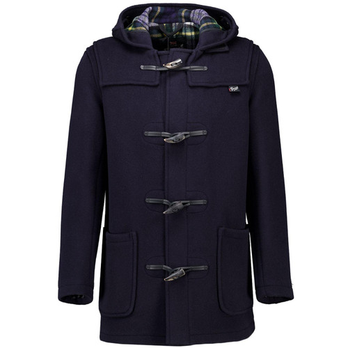 Gloverall Morris Men's Retro Duffle Coat in Navy with Dress Gordon Check