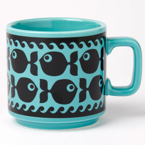 Magpie x Hornsea Pottery Retro Fish Mug in Teal Blue
