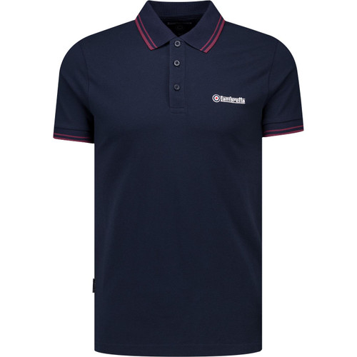 lambretta mens retro md twin tipped pique polo tshirt dark navy
