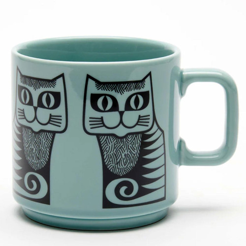 Magpie x Hornsea Pottery Retro 70s Mug in Cat Teal Blue MA1570