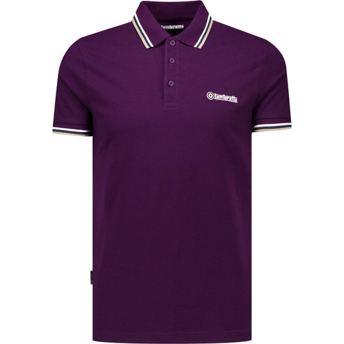 lambretta mens retro triple tipped pique polo tshirt winter bloom purple