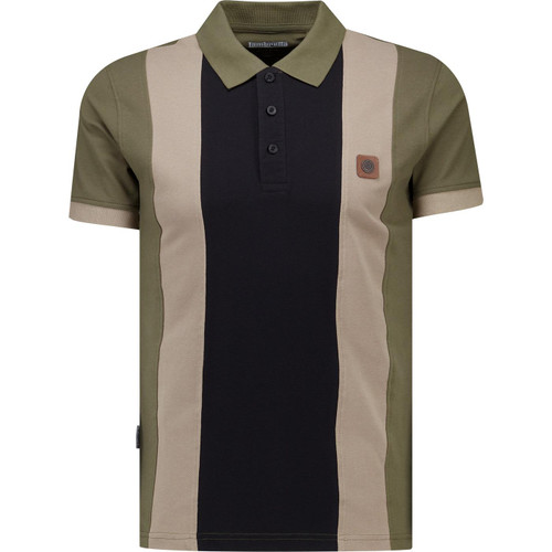 lambretta mens vintage cut and sew panel pique polo tshirt khaki green