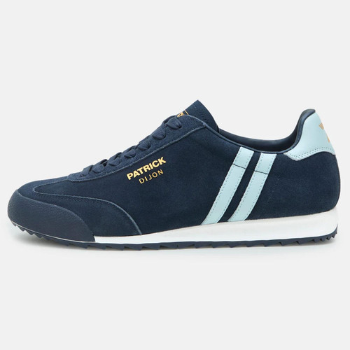 Patrick Dijon Runner Retro 80s Suede Trainers in Navy and Light Blue