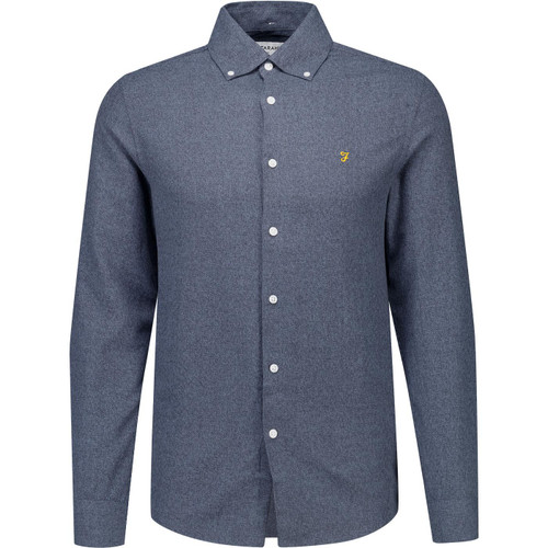 farah vintage mens ali casual fit button down twill long sleeve shirt chalk blue