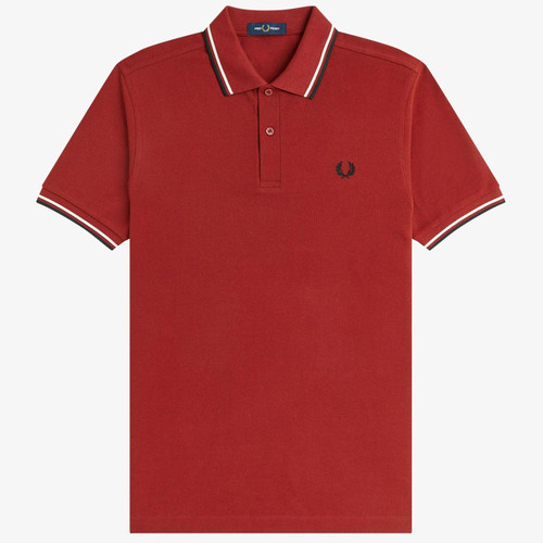 Fred Perry M3600 Twin Tipped Polo Shirt in Burnt Red 74A