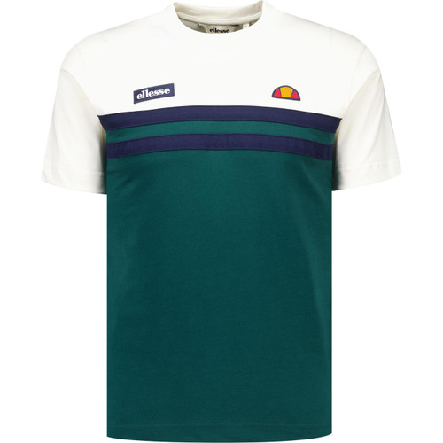 ellesse mens venire colour block tshirt off white dark green