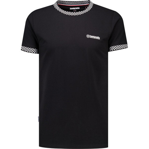 lambretta mens retro 70s two tone ringer neck tshirt black