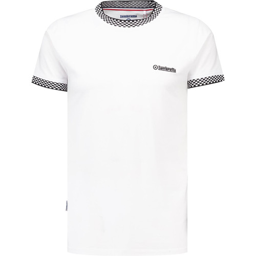 lambretta mens retro 70s two tone ringer neck tshirt white