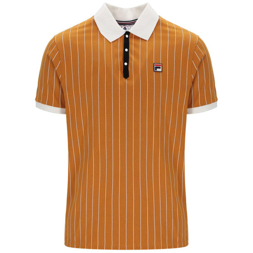 Fila Vintage BB1 Pinstripe Retro Borg Tennis Polo Shirt in Pumpkin Spice
