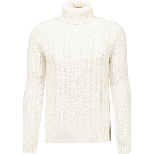 merc london mens galaxy wool mix chunky cable knit roll neck jumper ecru