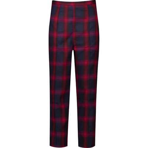 banned apparel womens retro 50s check pattern cigarette trousers red navy