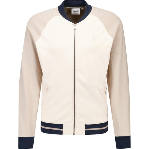 lyle and scott mens heavyweight contrast raglan sleeve zip bomber sweatshirt cobblestone beige lyle and scott mens heavyweight contrast raglan sleeve zip bomber sweatshirt cobblestone beige