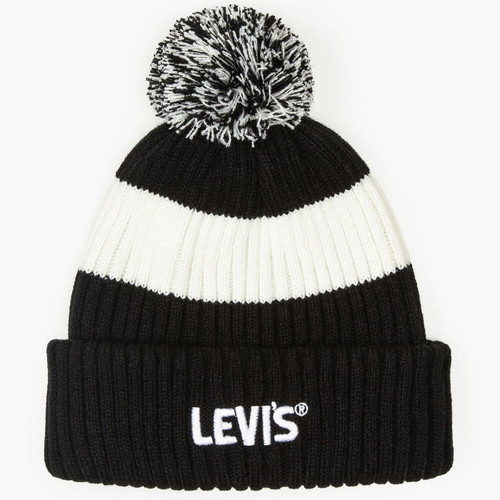 Levi's Gold Tab Retro Stripe Bobble Hat in Black and White D7811-0001