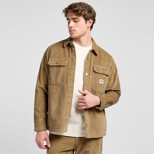 Front View - Mens Workwear Cord Overshirt - Lee Jeans - Retro 70s - Winter Layering