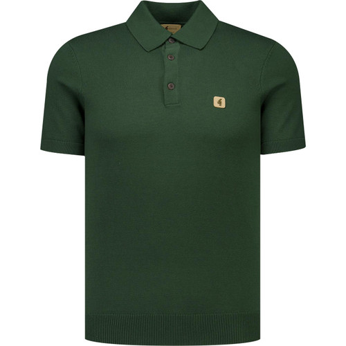 gabicci vintage mens jackson mod plain colour fine knitted polo tshirt forest green