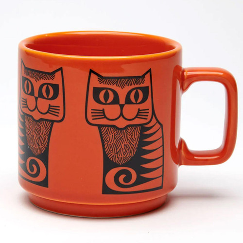 Magpie x Hornsea Pottery Retro 60s Cat Mug in Orange