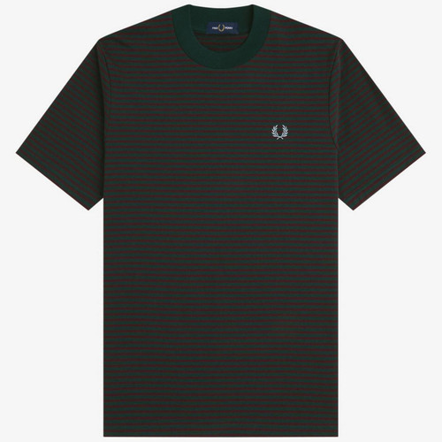 Fred Perry Retro Fine Stripe Heavyweight T-shirt in Grassroots M6581 30A - Main View