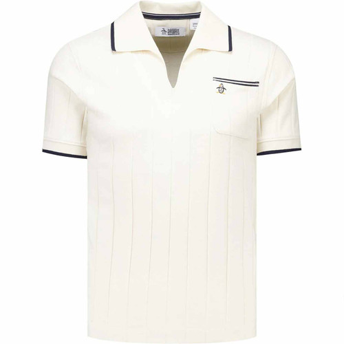 Original Penguin Archive Skipper Collar 50s Open Neck Polo in Birch