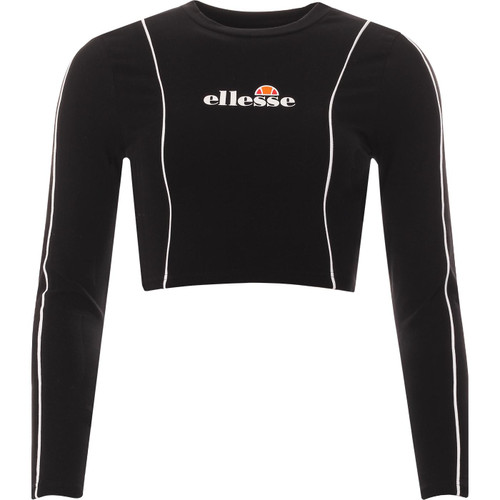 ellesse womesn russia cropped contrast detail long sleeve top black