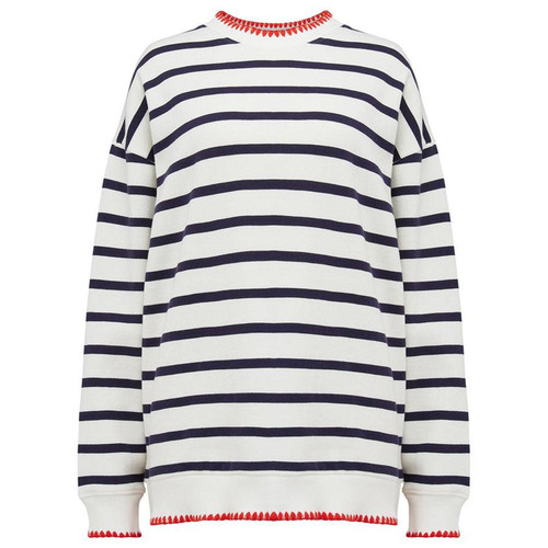 Sugarhill Brighton Eadie Relaxed Fit Sweatshirt in Off White/Navy Stripes