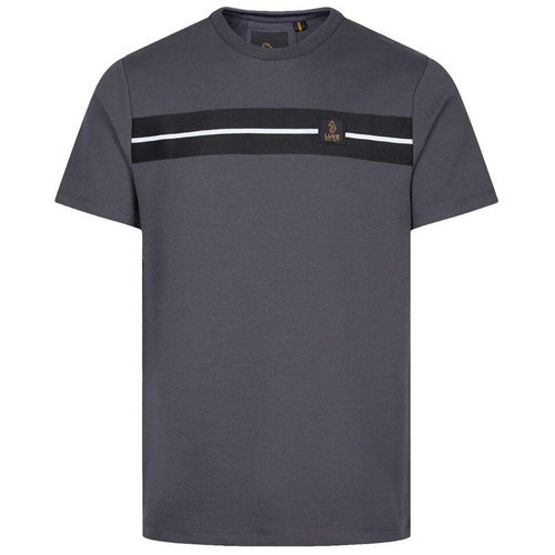 Luke Hopkins Men's Retro Chest tape Pique T-shirt in Charcoal - Main