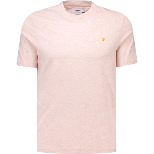 Farah Vintage Mens Danny Organic Cotton Crew Neck T-shirt in Floral Pink