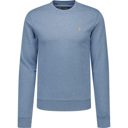 Farah Vintage Mens Tim Crew Neck Loopback Sweatshirt in Blue Tide
