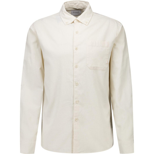Farah Vintage Mens Netherton Bedford Cord Button Down Long Sleeve Shirt in Ecru