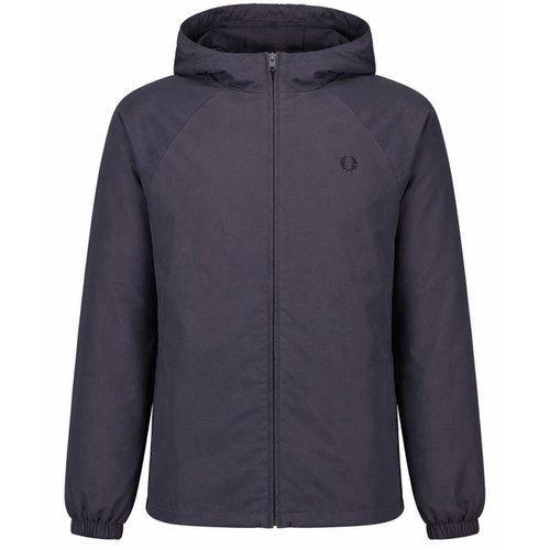 Fred Perry Men's Retro Hooded Shell Jacket in Anchor Grey - Front View