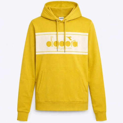 Diadora Men's Retro Logo Hooded Sweatshirt in Yellow Ball - Main View