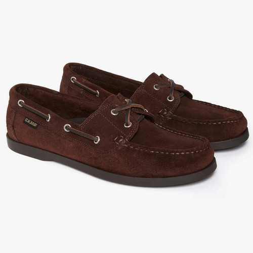 GH Bass Jetty II Men's Retro 2 Eye Suede Boat Shoes in Chocolate Front View