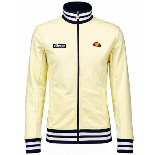 Ellesse Milan Men's Retro Casuals Track Jacket in Light Yellow and Navy - Main View