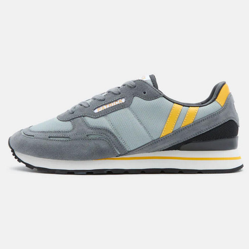 Patrick Bronby Retro 80s Nylon Runner Traingers in Grey/Yellow K9N00074