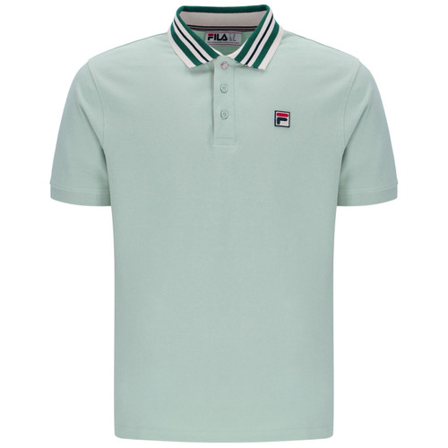 Fila Vintage Achille Mens Mod 80s Tipped Polo in Surf Spray Green