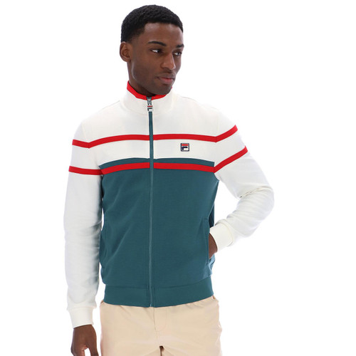 Fila Vintage Giovanni Retro 80s Track Jacket in Mediterranea Green & Gardenia
