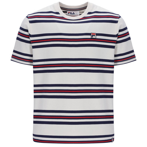 Fila Vintage Cesare Retro 80s Striped T-Shirt in Gardenia White