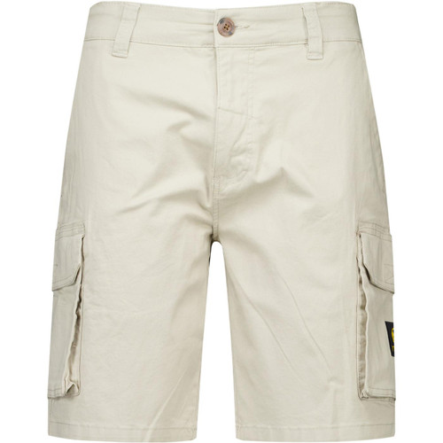 Trojan Records Cothing Men's Retro Plain Twill Cargo Shorts in Stone Beige