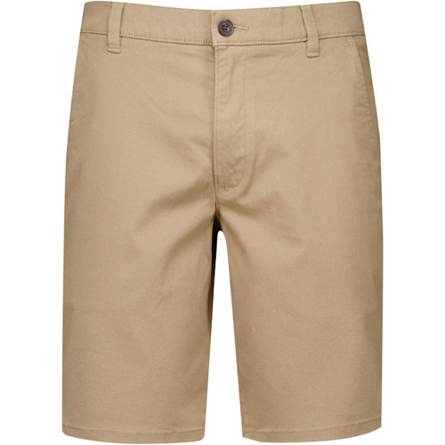 Farah Vintage Mens Hawk Retro 50s Twill Chino Zip Fly Shorts in Dark Beige
