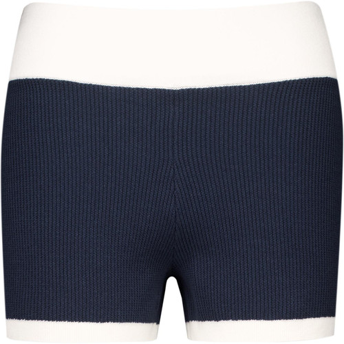 Ellesse Womens Centola Ribbed Knit Shorts in Dark Blue and Off White