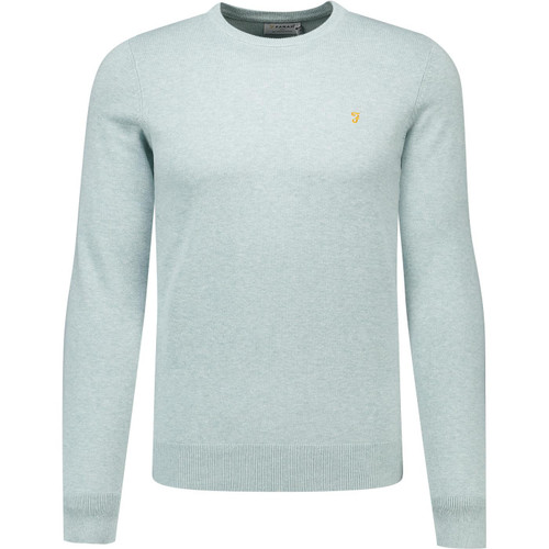 Farah Vintage Mens Mullen Organic Crew Neck Sweater in Green Mist