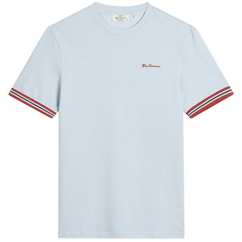 Ben Sherman Men's Retro Tipped Pique T-shirt in Powder Blue - Main View