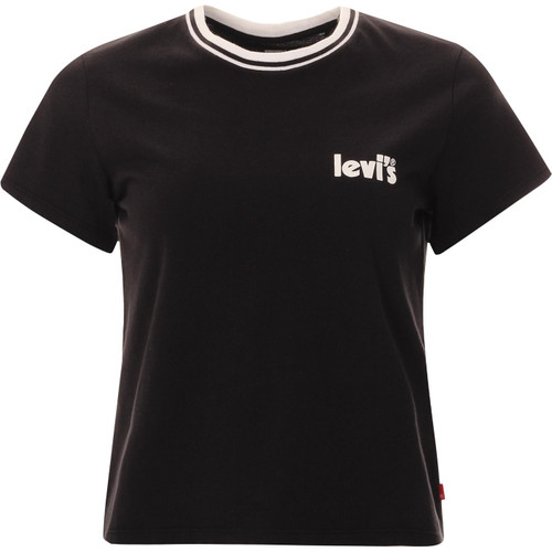 levis woemns jordie graphic poster logo print contrast neck tshirt black