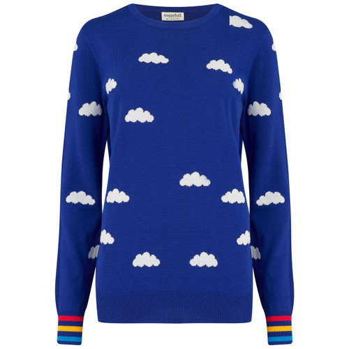Sugarhill Brighton Rita Knitted Dreamy Days Retro Clouds Jumper in Blue