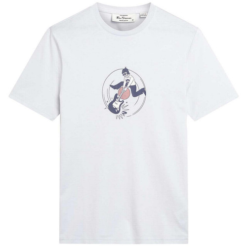 Ben Sherman Men's Retro Smash Guitar Mod Target T-shirt in White