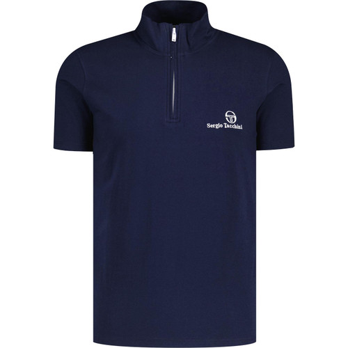 sergio tacchini mens daytone funnel zip neck jersey cycling top maritime blue