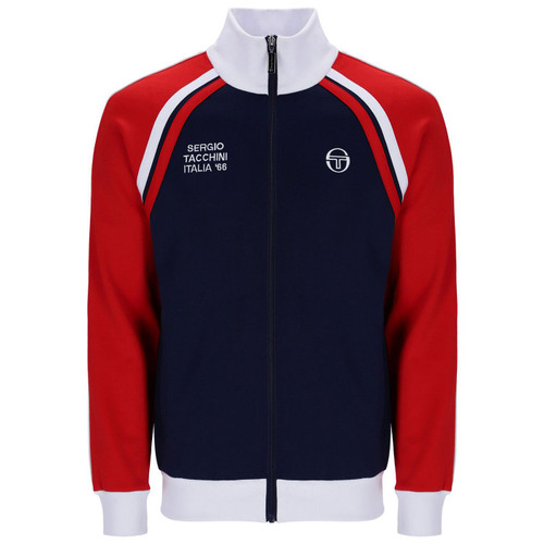 Sergio Tacchini Ghibli Davis Retro 60s McEnroe Track Top in Maritime Navy & Red