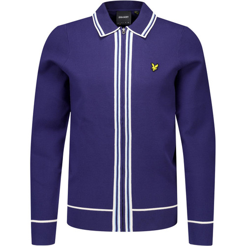 Lyle & Scott Mens Tipped Full Zip Knitted Jumper in Navy