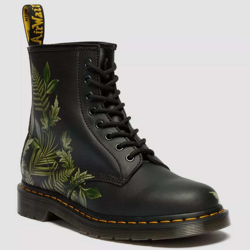 Dr Martens 1460 Evergreen Leaf Genix Nappa Boots in Black