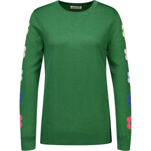 Sugarhill Brighton Womens Rita Jaquard Flowers Sleeve Jumper Green