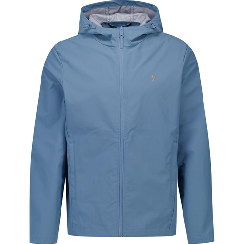 Farah Vintage Mens Rhodes Softshell Hooded Rain Jacket in Blue
